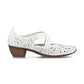 Rieker Bar Shoe 43773 WHITE Smart Heeled Leather Bar Shoe With Touch Fastening