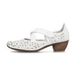 Rieker Bar Shoe 43773 WHITE Smart Heeled Leather Bar Shoe With Touch Fastening