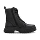 Rieker Biker Style Ankle Boot with Lace and Zip W1870-02 BLACK LEATHER