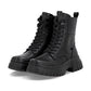 Rieker Biker Style Ankle Boot with Lace and Zip W1870-02 BLACK LEATHER