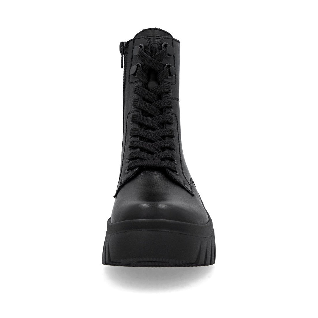 Rieker Biker Style Ankle Boot with Lace and Zip W1870-02 BLACK LEATHER