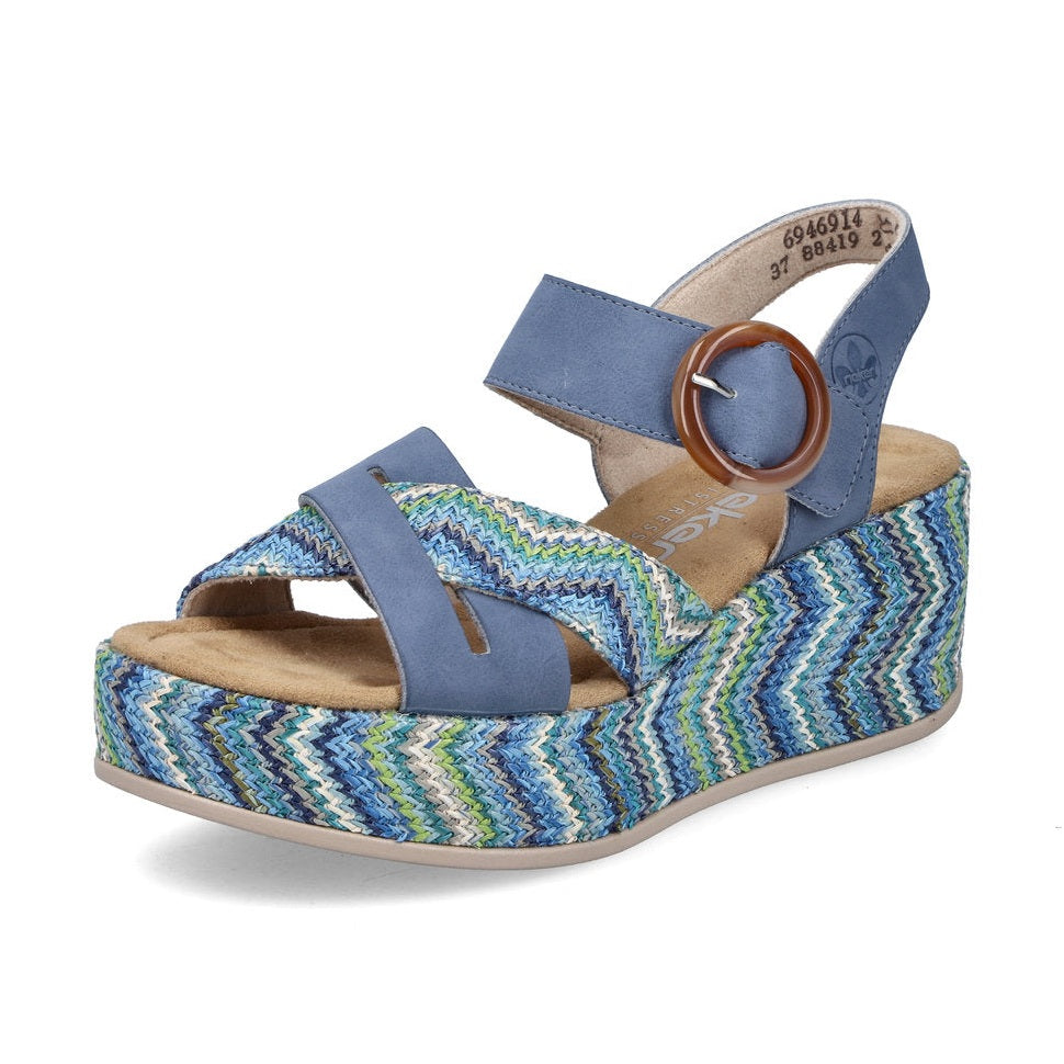 Rieker Boho style Wedge Sandal 69469 BLUE 69469-14