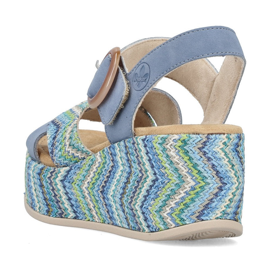 Rieker Boho style Wedge Sandal 69469 BLUE 69469-14