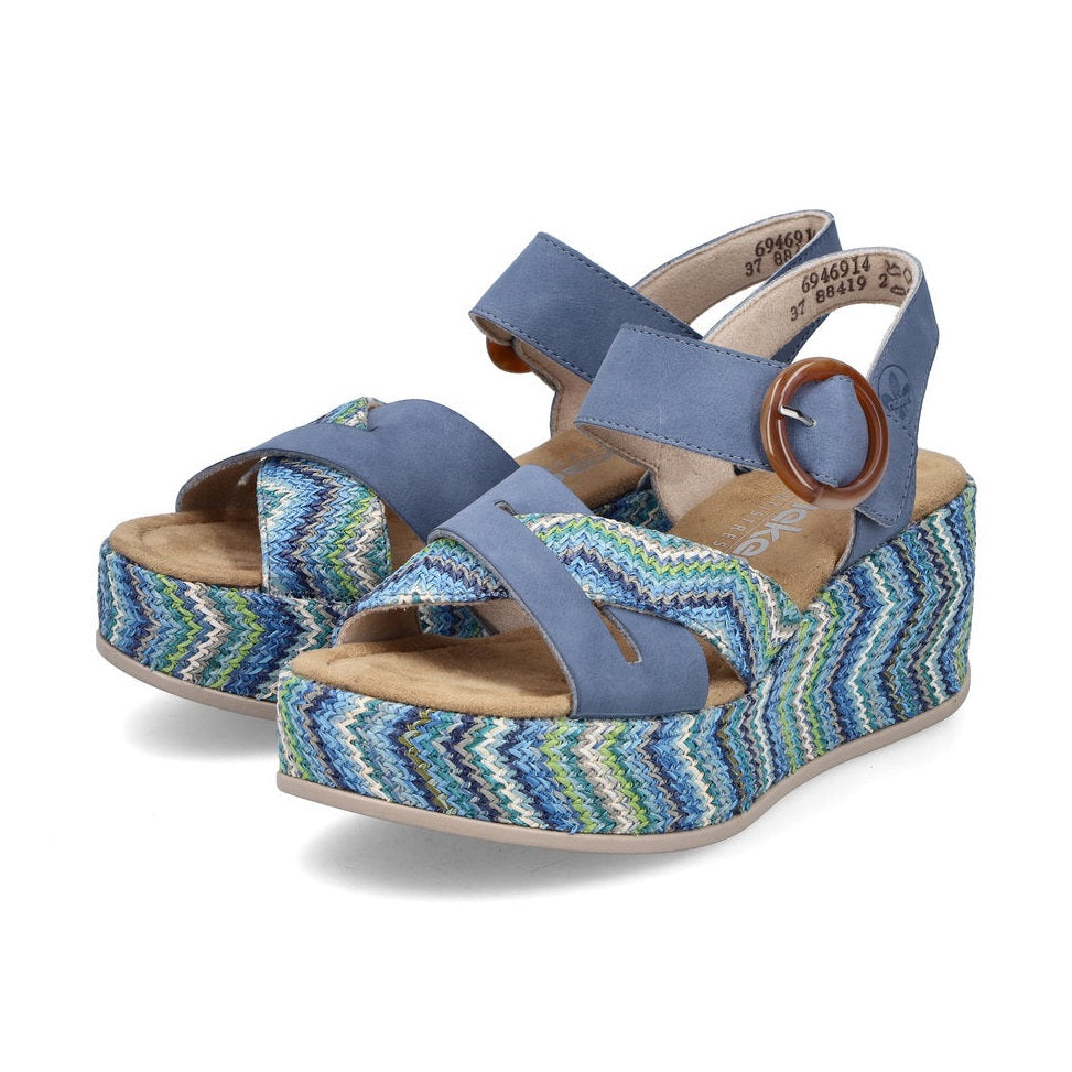 Rieker Boho style Wedge Sandal 69469 BLUE 69469-14