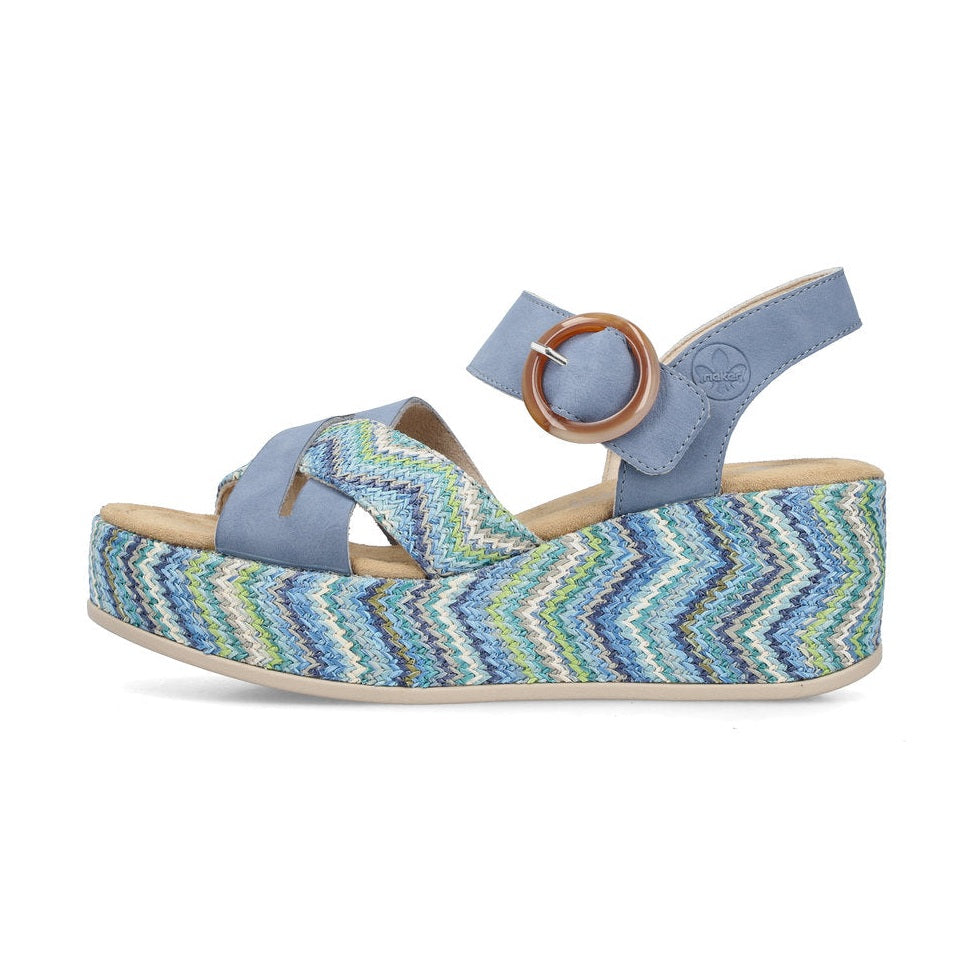 Rieker Boho style Wedge Sandal 69469 BLUE 69469-14
