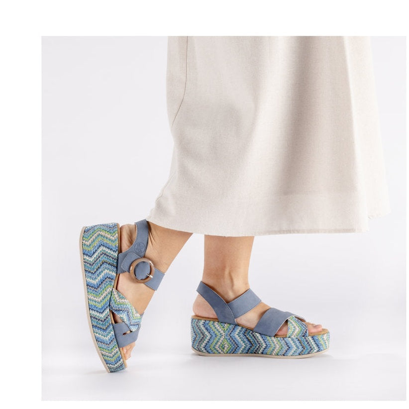 Rieker Boho style Wedge Sandal 69469 BLUE 69469-14
