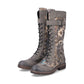 Rieker Boot 94734 Long Riding Boot with Lace and Zip 94734-90 BROWNFLORAL PRINT