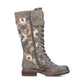 Rieker Boot 94734 Long Riding Boot with Lace and Zip 94734-90 BROWNFLORAL PRINT