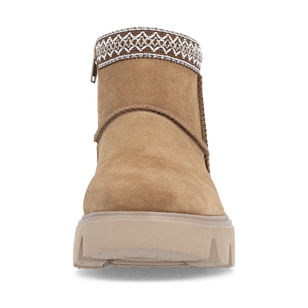 Rieker Casual Ankle Boot Fur lined with zip W2074-24 TAN