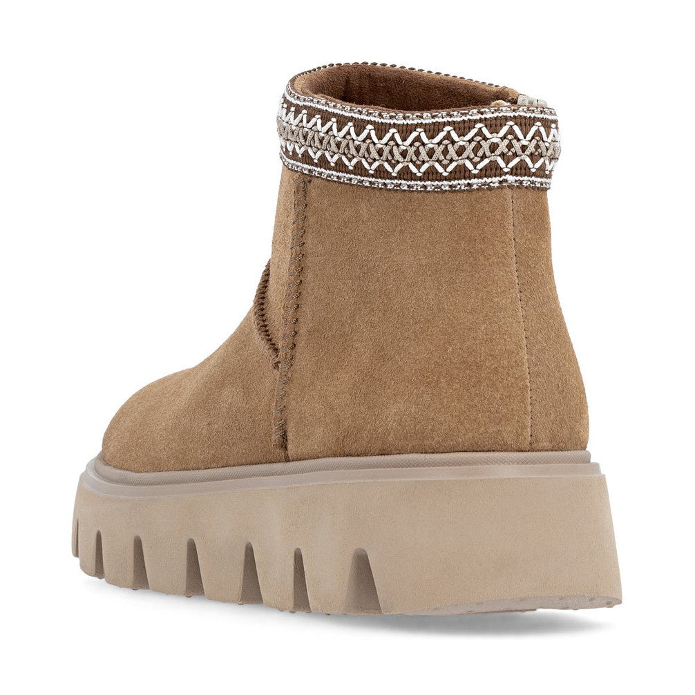 Rieker Casual Ankle Boot Fur lined with zip W2074-24 TAN