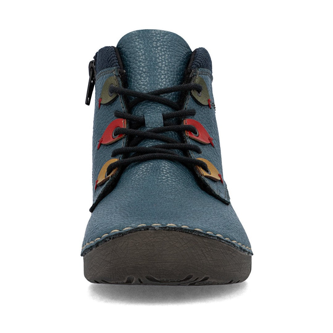 Rieker Casual Ankle Boot With Lace and Zip 52544-14 BLUE