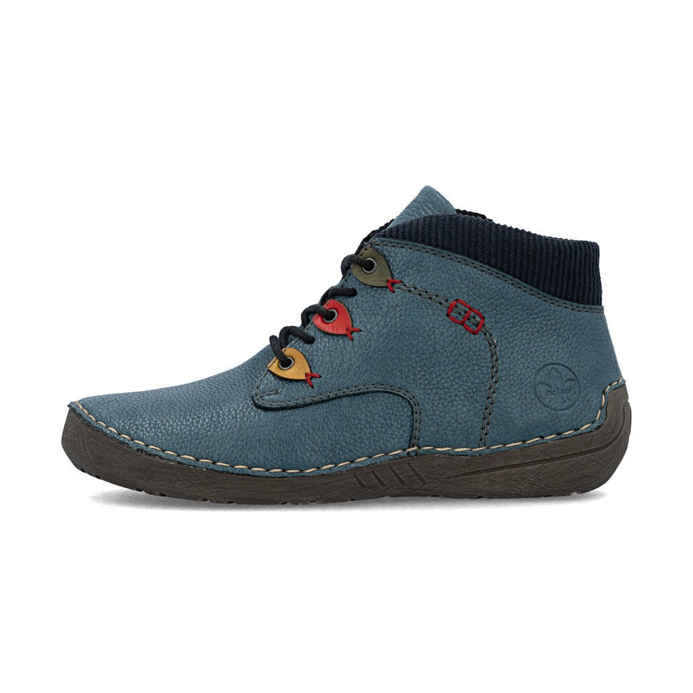 Rieker Casual Ankle Boot With Lace and Zip 52544-14 BLUE