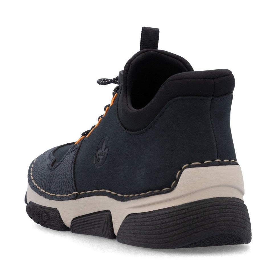 Rieker Casual Ankle Boot With Step In Back And Elastic Laces 45963-14 OCEAN Blue