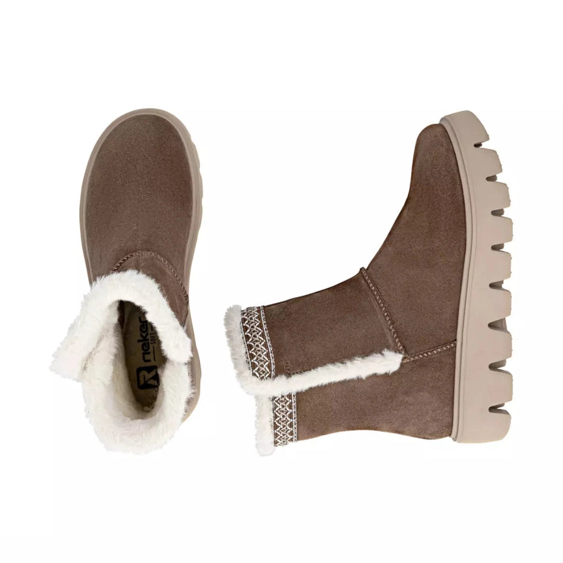 Rieker Casual Boot Fur lining and zip W2075 BROWN W2075-20