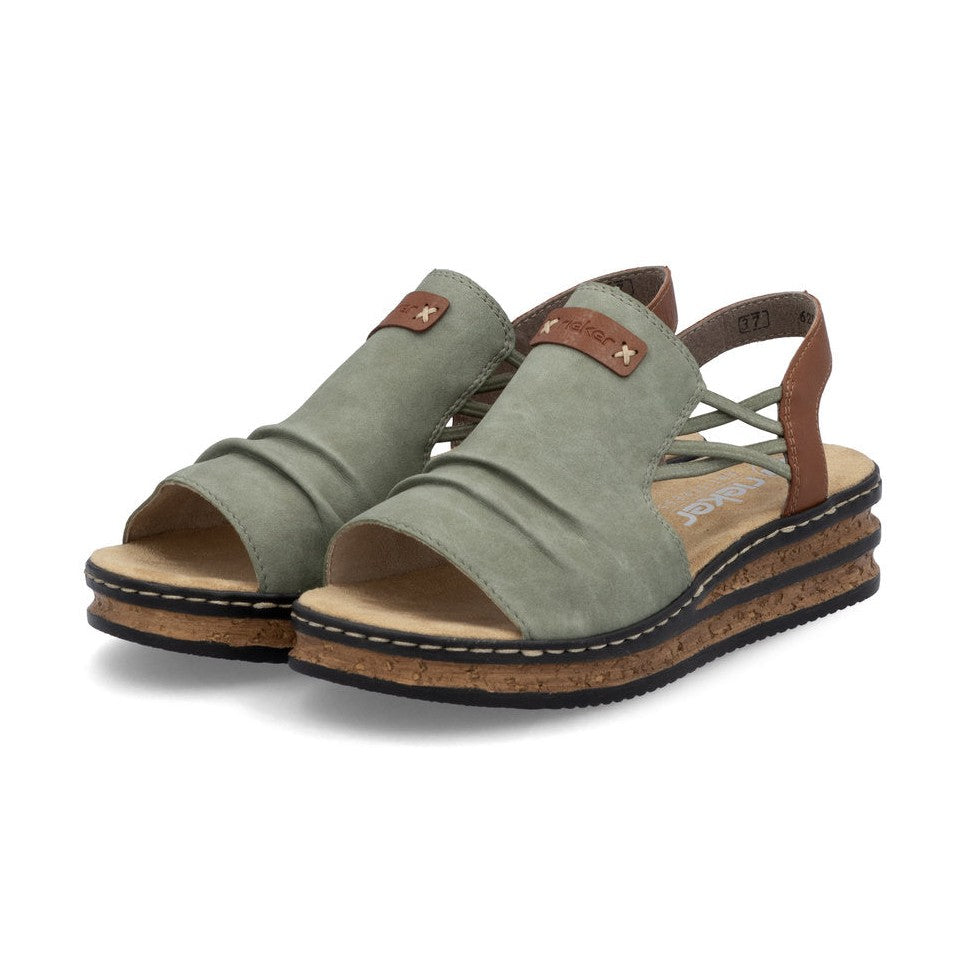 Rieker Casual Wedge Sandal 62962-52 GREEN
