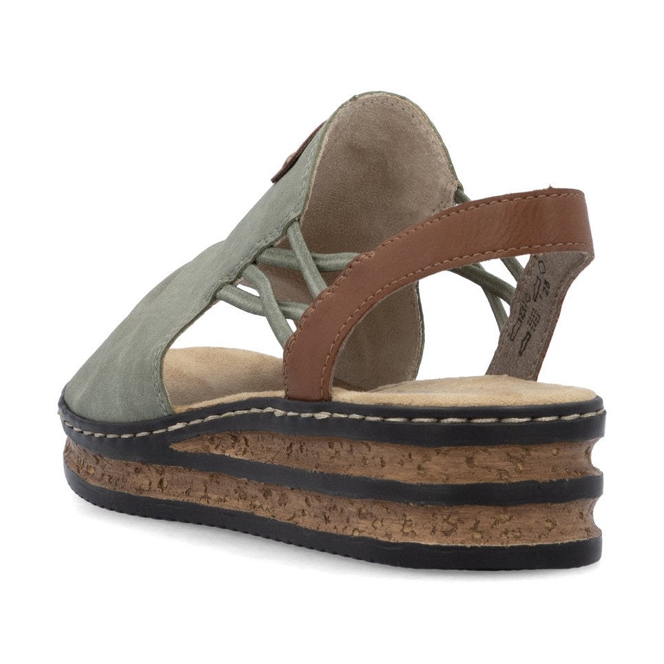 Rieker Casual Wedge Sandal 62962-52 GREEN