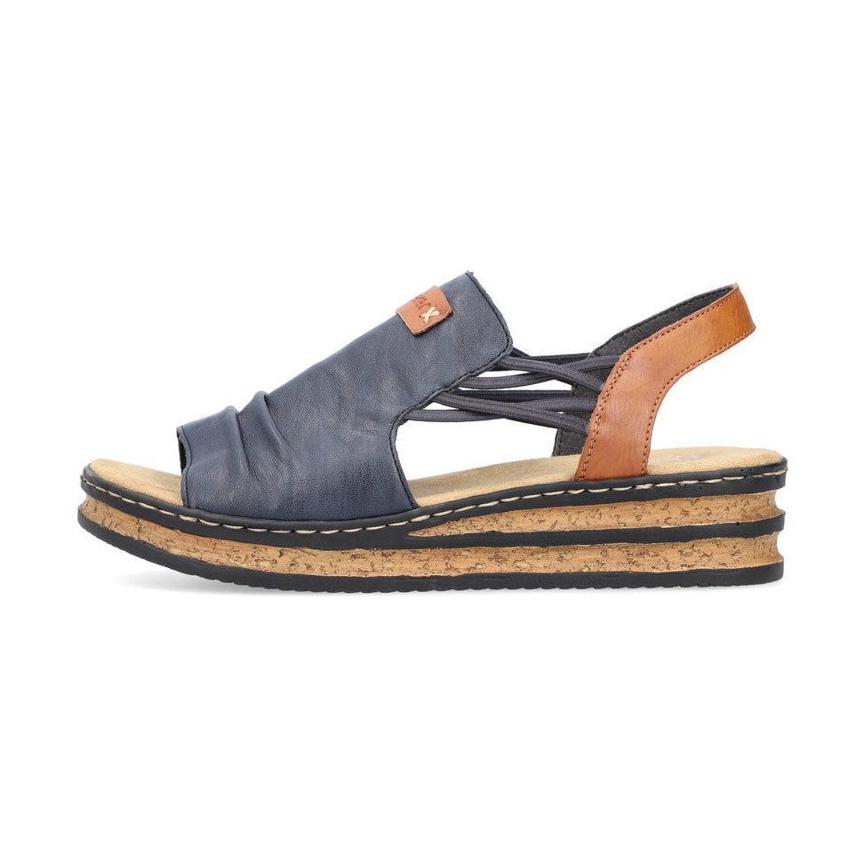 Rieker Casual Wedge Sandal 62962- NAVY