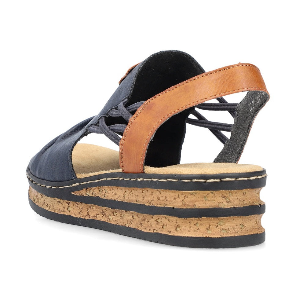 Rieker Casual Wedge Sandal 62962- NAVY
