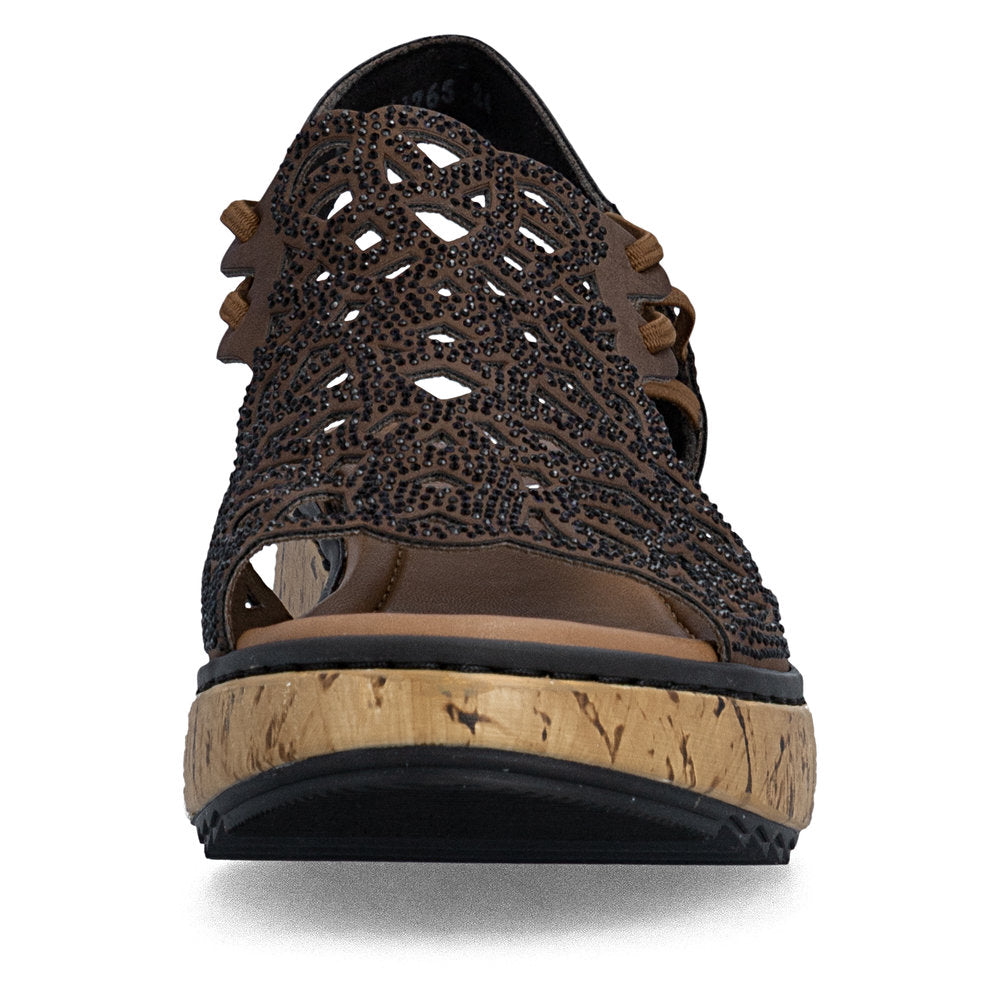 Rieker Casual Wedge Sandal V1765-24 BROWN
