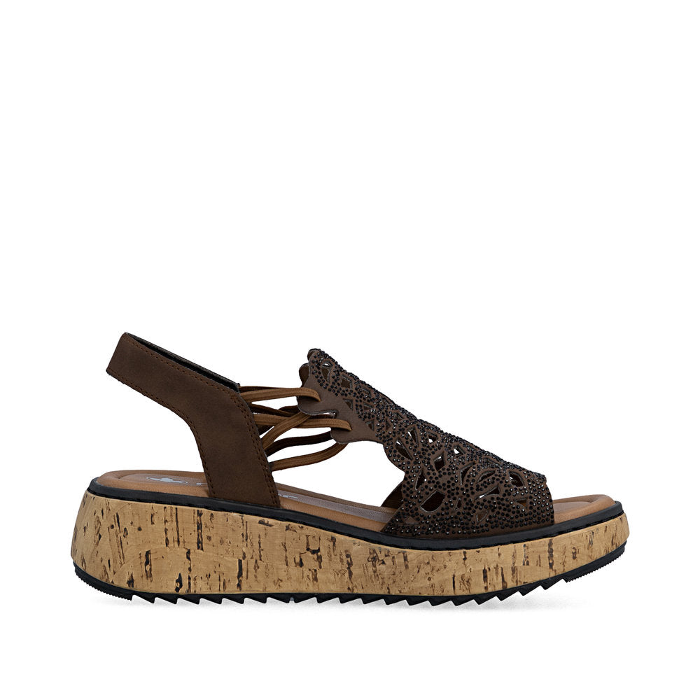 Rieker Casual Wedge Sandal V1765-24 BROWN