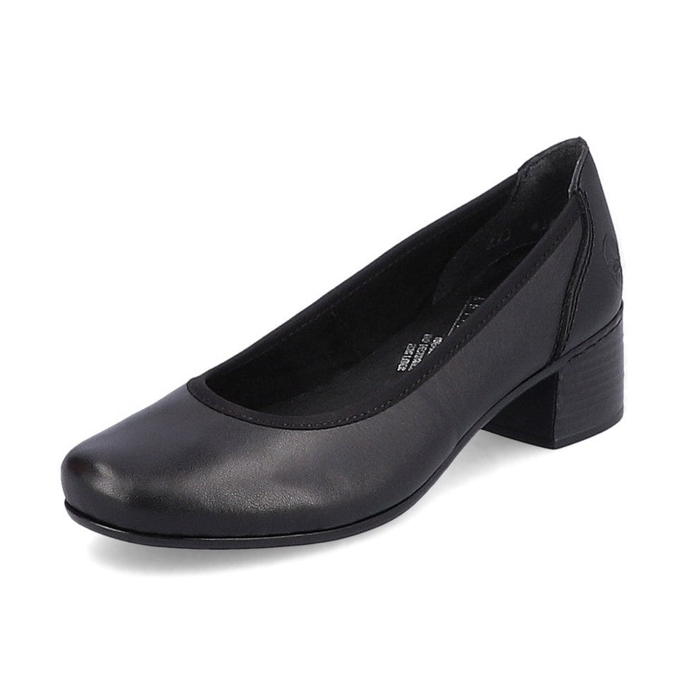 Rieker Court Shoe in leather 41650-00 BLACK