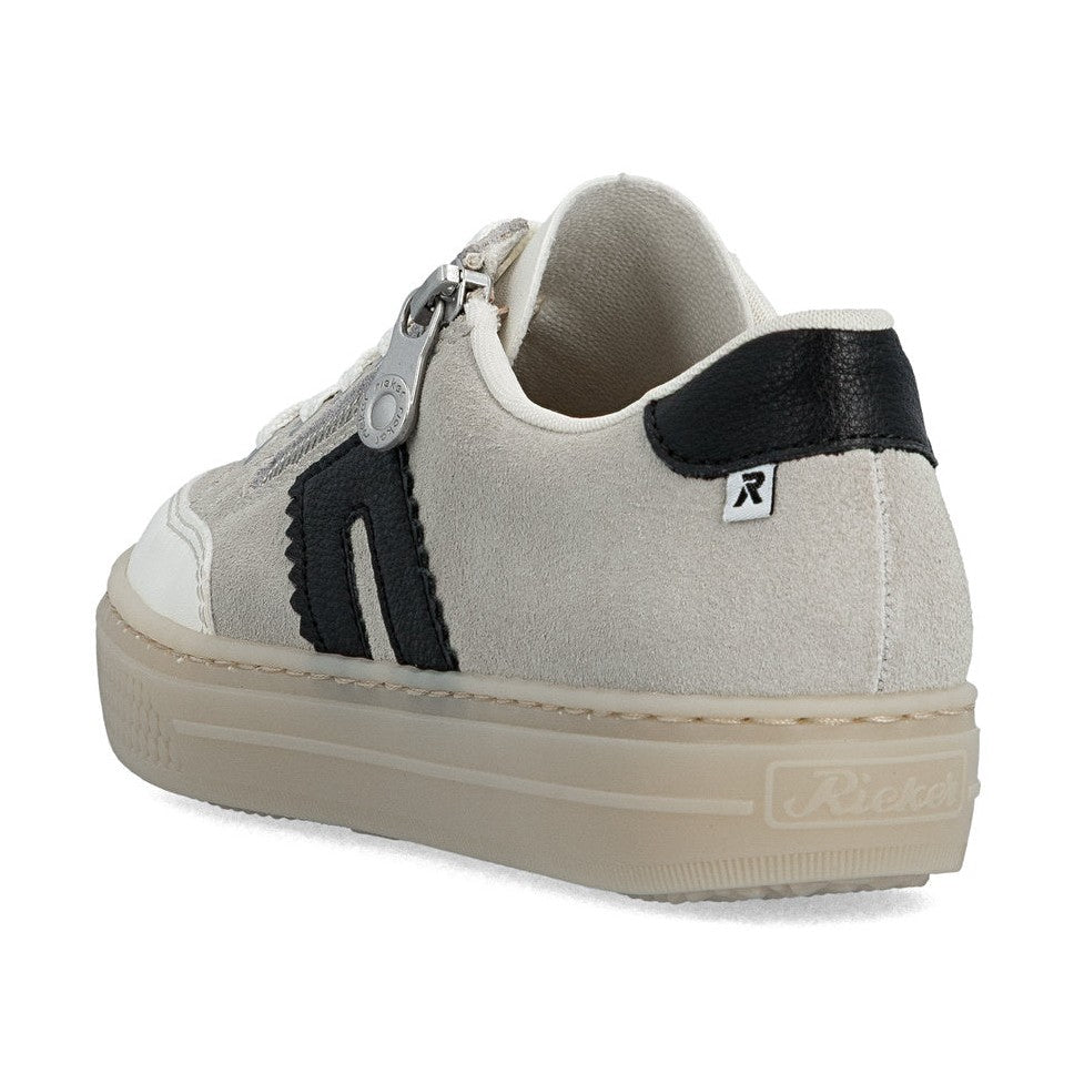 Rieker Cupsole Trainer With Lace And Zip L5903-40 OFF WHITE