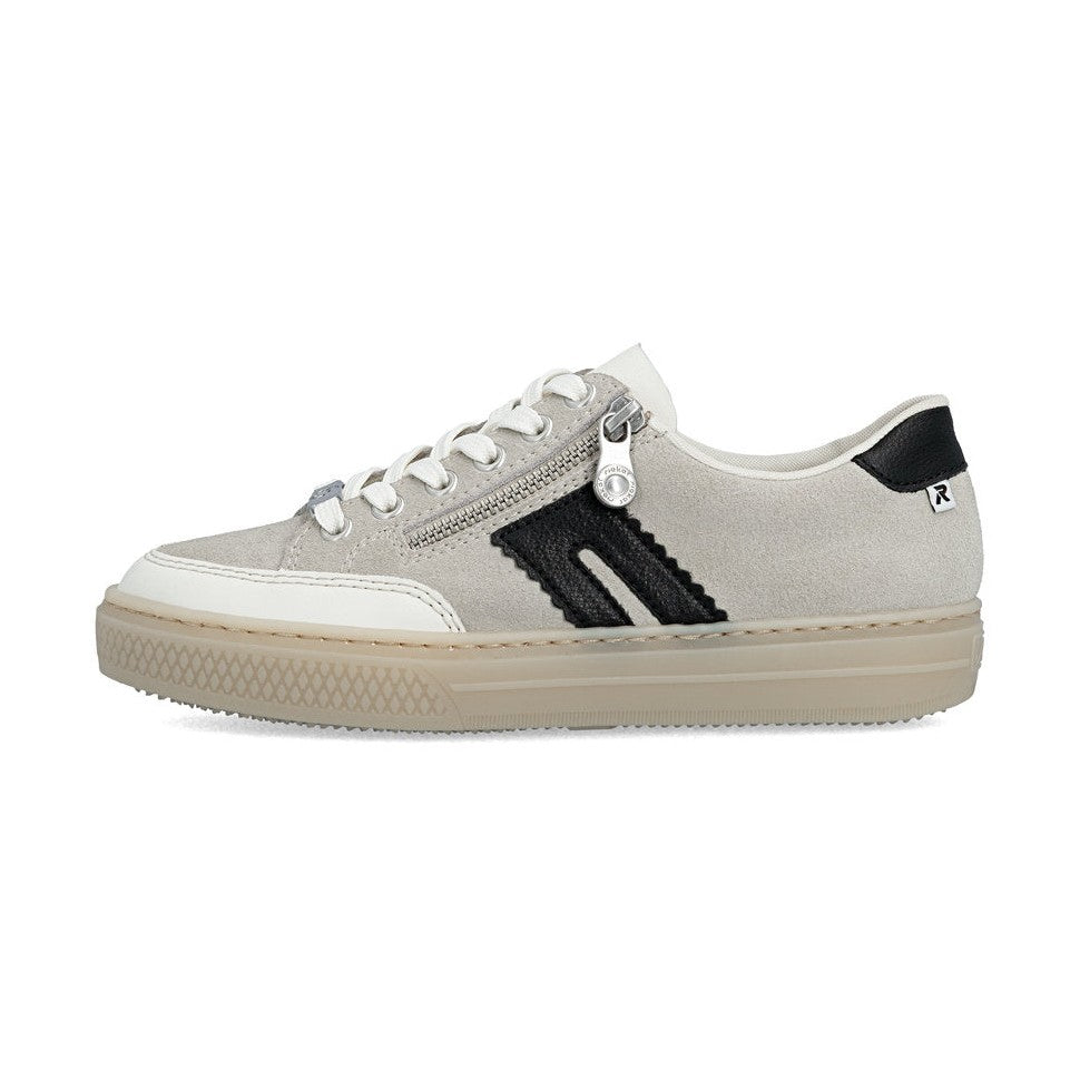 Rieker Cupsole Trainer With Lace And Zip L5903-40 OFF WHITE