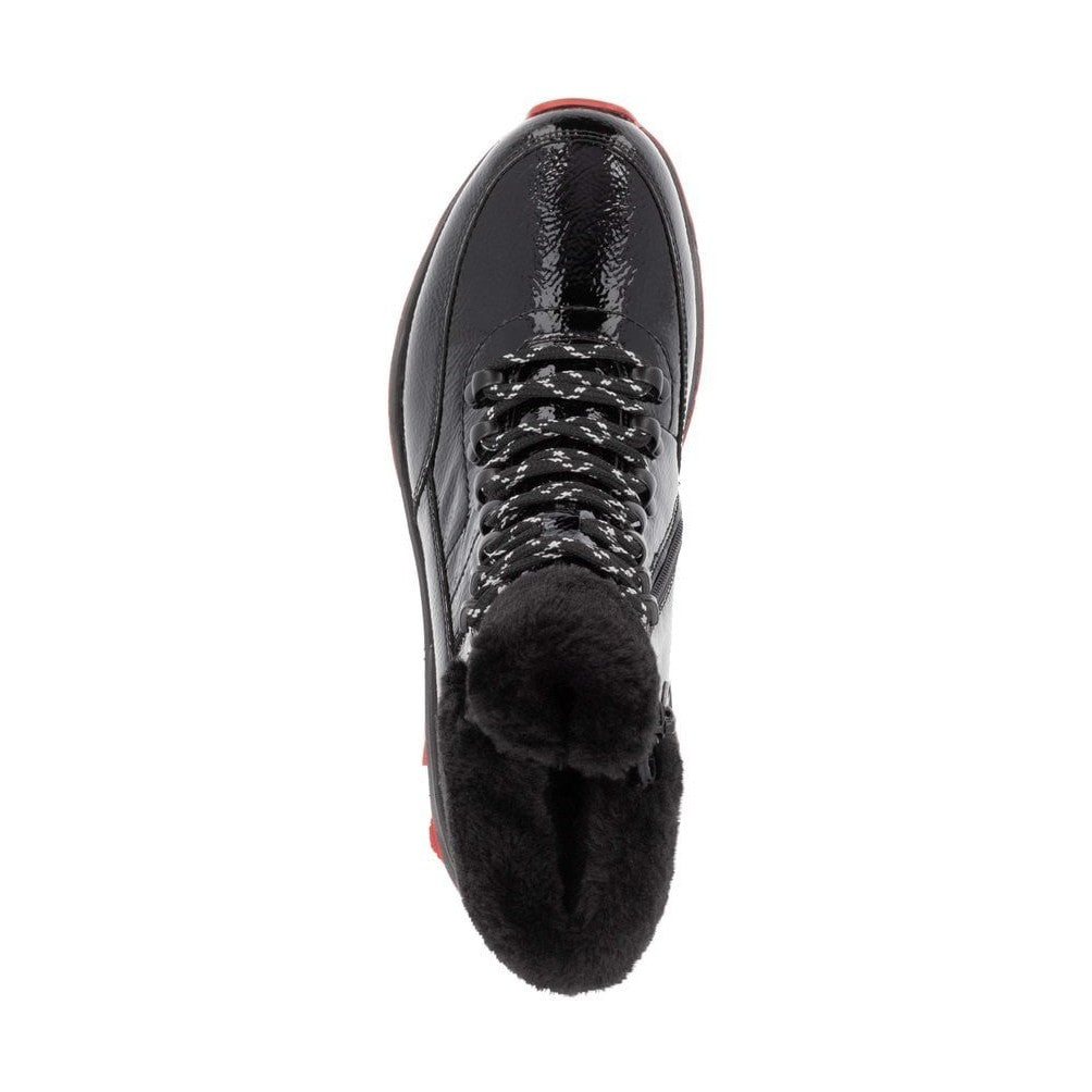 Rieker Evolution W0063 BLACK Patent Leather Lace up and Zip Ankle Boot W0063-01