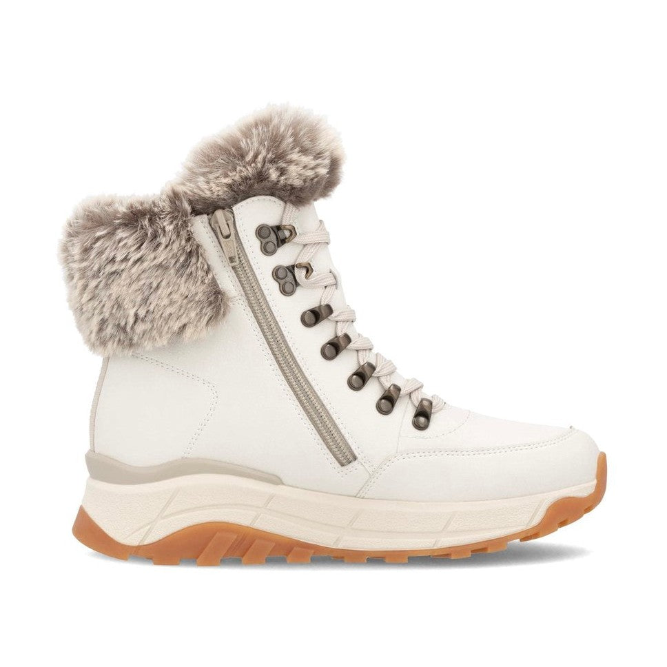 Rieker Evolution W0063 OFF WHITE Fur Cuff Trainer style Boot