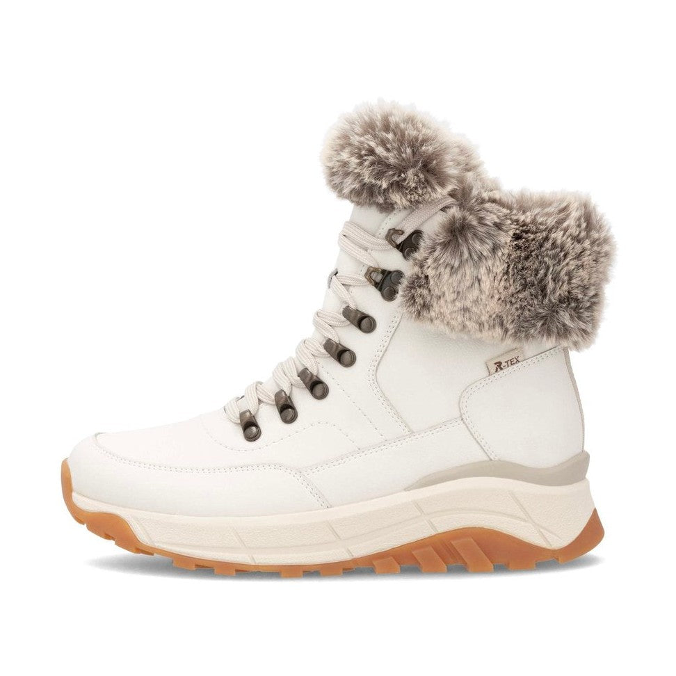 Rieker Evolution W0063 OFF WHITE Fur Cuff Trainer style Boot