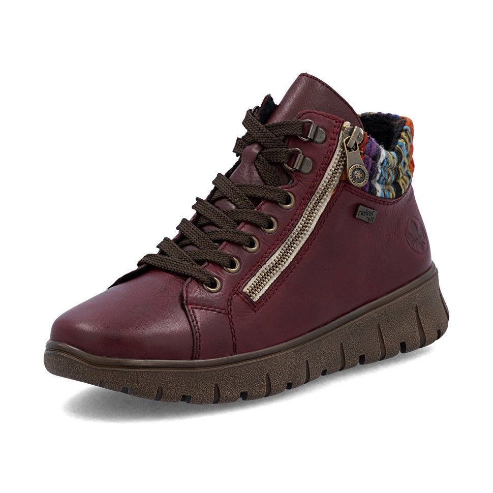 Rieker Extra Wide Casual Ankle Boot with lace and ZipN1305 WINE N1305-35