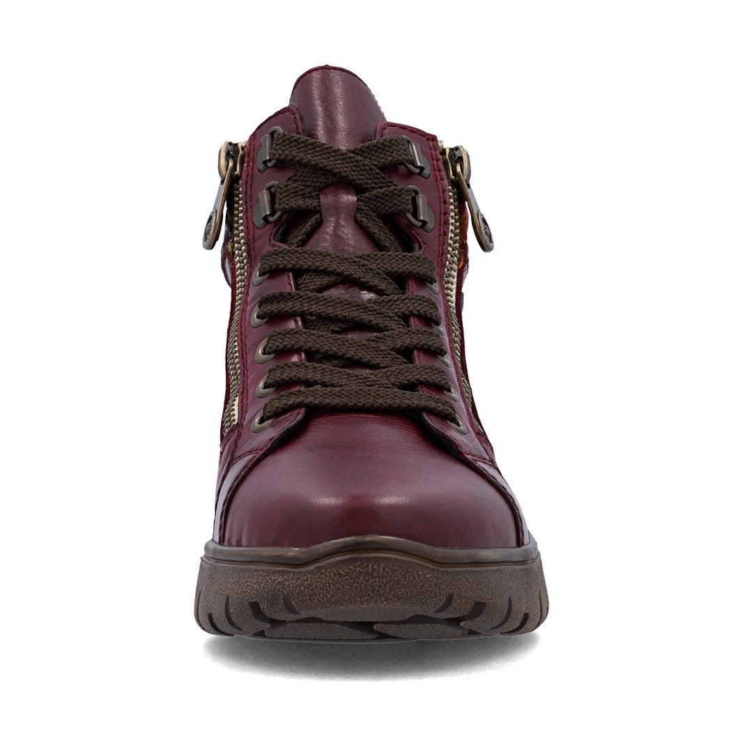Rieker Extra Wide Casual Ankle Boot with lace and ZipN1305 WINE N1305-35