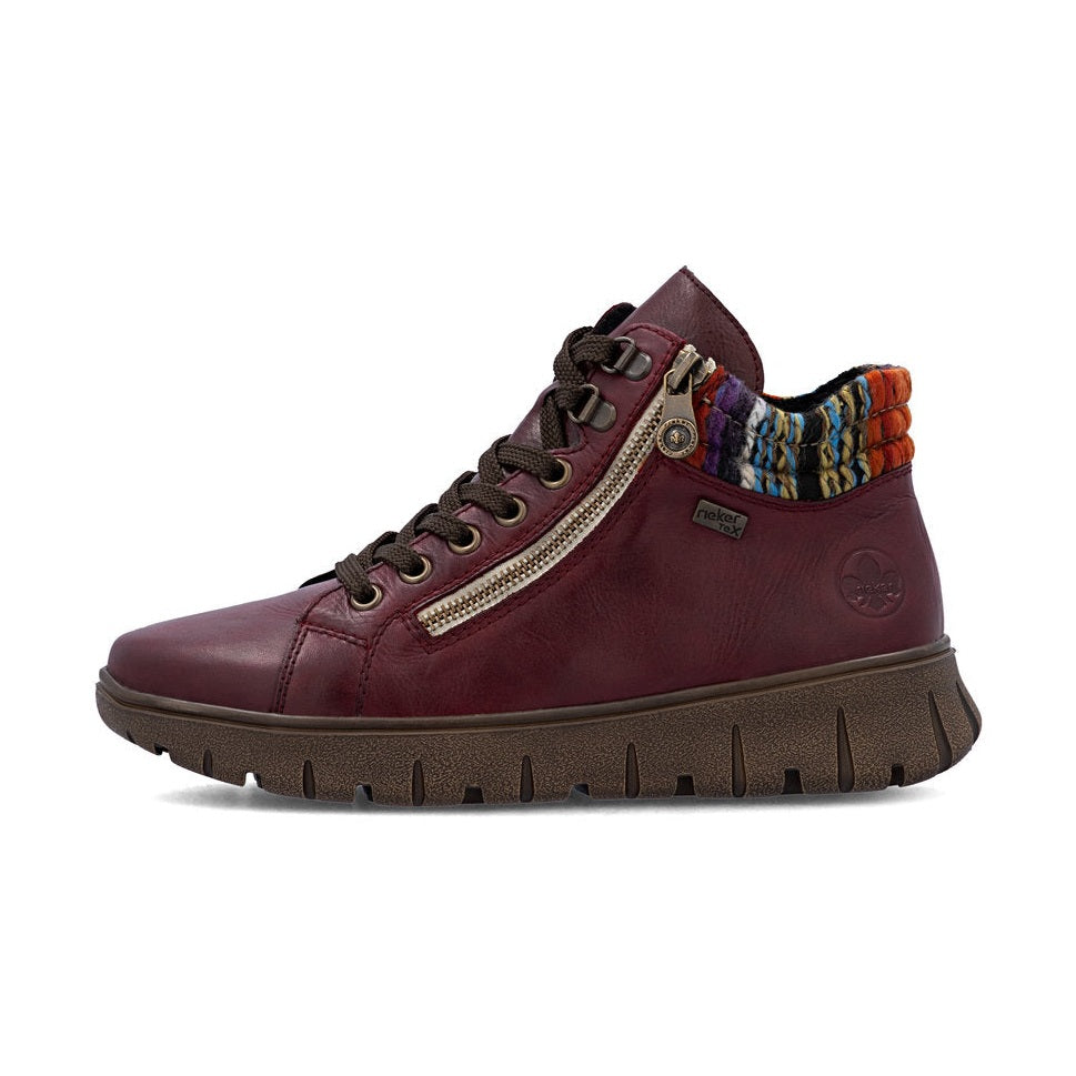 Rieker Extra Wide Casual Ankle Boot with lace and ZipN1305 WINE N1305-35