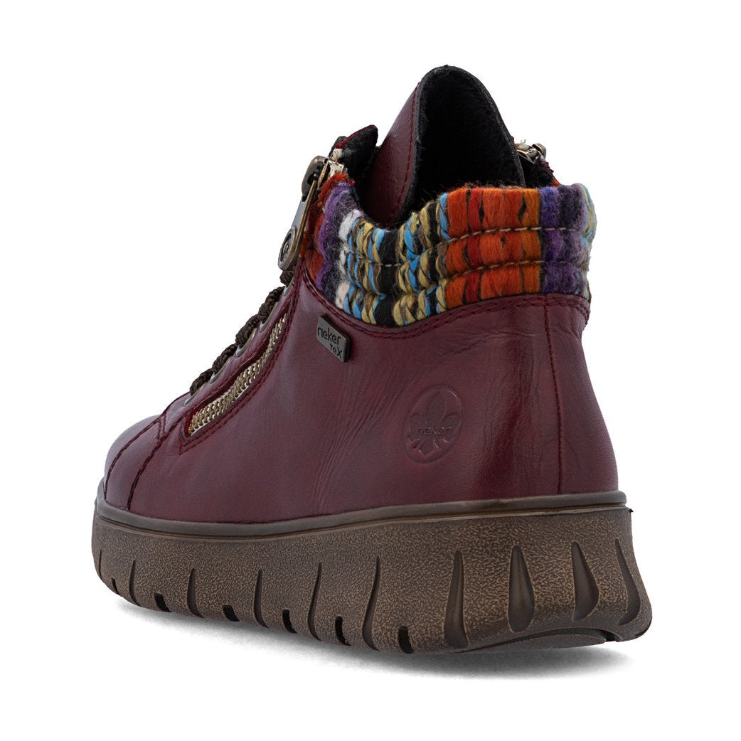 Rieker Extra Wide Casual Ankle Boot with lace and ZipN1305 WINE N1305-35
