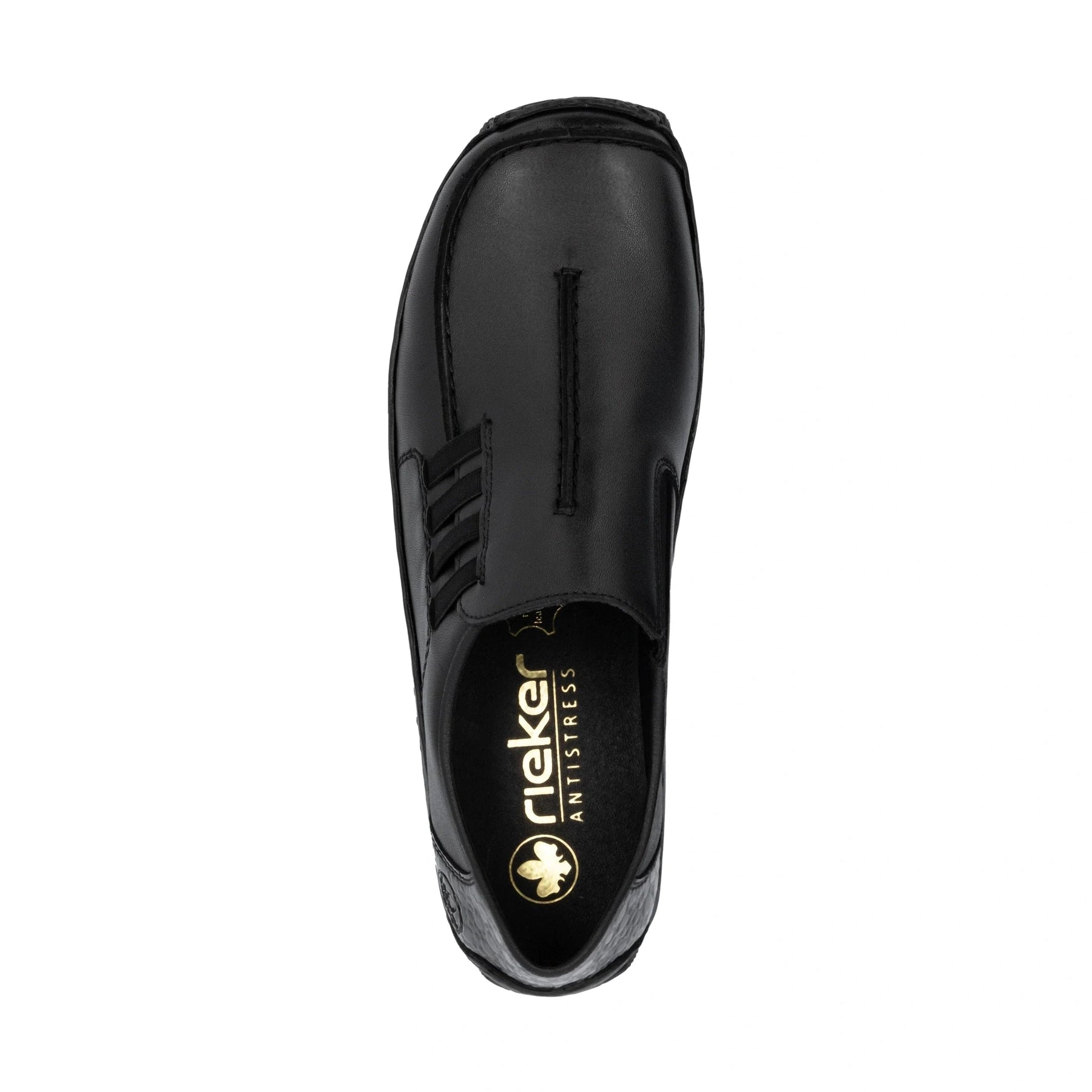 Rieker L1777 BLACK Soft Leather Lightweight Slip On Shoe L1777-00
