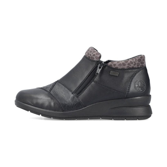 Rieker L4881 BLACK Double Zip Water Resistant Ankle Boot L4881-01