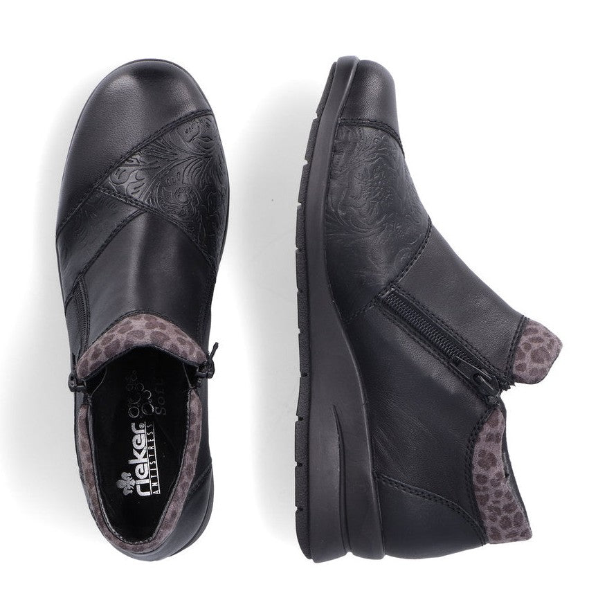 Rieker L4881 BLACK Double Zip Water Resistant Ankle Boot L4881-01