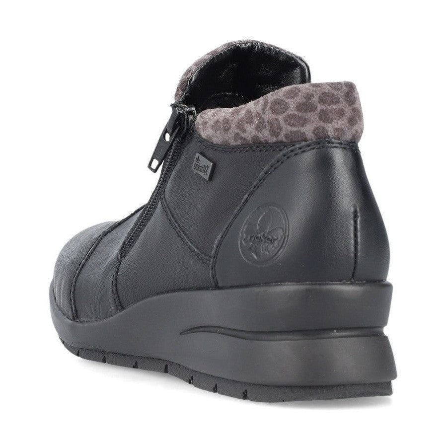 Rieker L4881 BLACK Double Zip Water Resistant Ankle Boot L4881-01