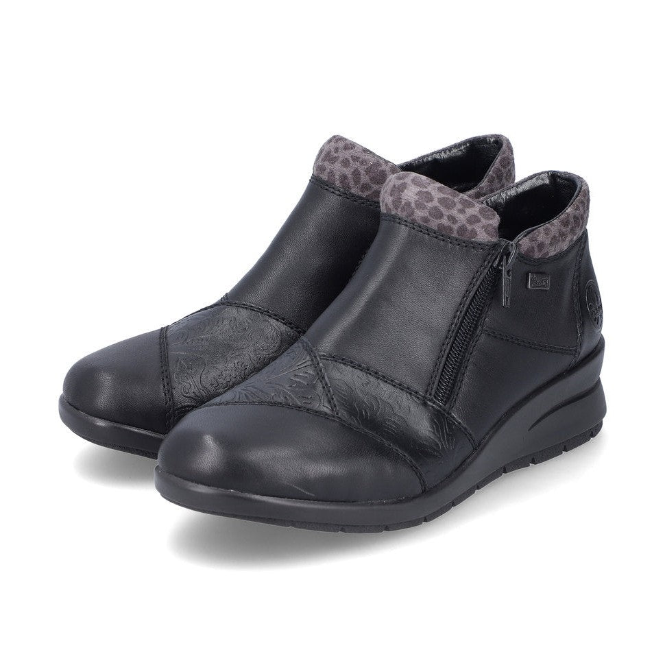 Rieker L4881 BLACK Double Zip Water Resistant Ankle Boot L4881-01