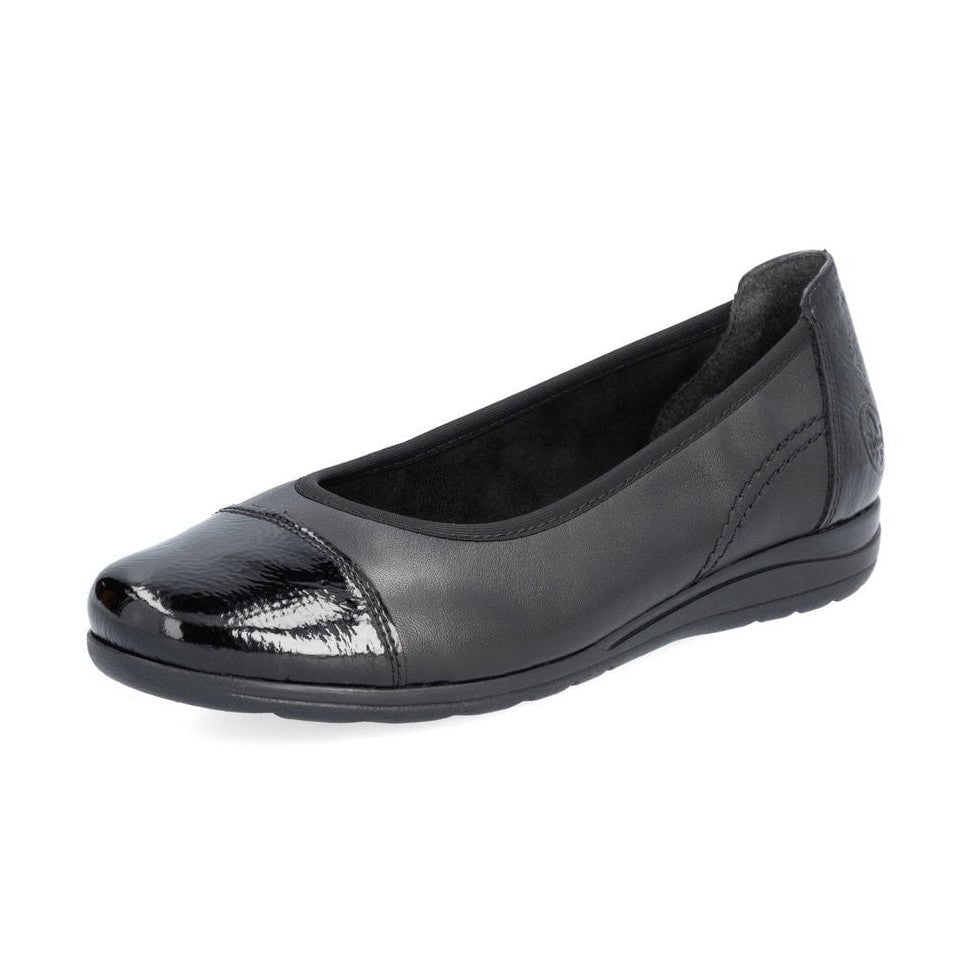 Rieker L9351 BLACK Patent Cap Pump L9351-00