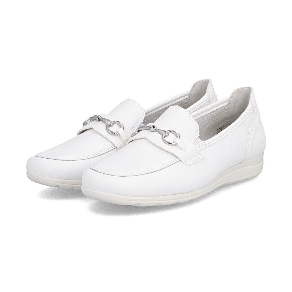 Rieker L9355 WHITE Slip On Loafer Shoe L9355-80