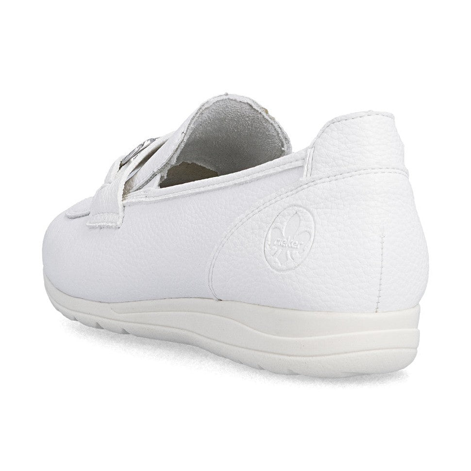 Rieker L9355 WHITE Slip On Loafer Shoe L9355-80