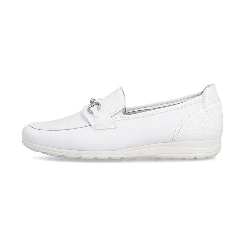 Rieker L9355 WHITE Slip On Loafer Shoe L9355-80