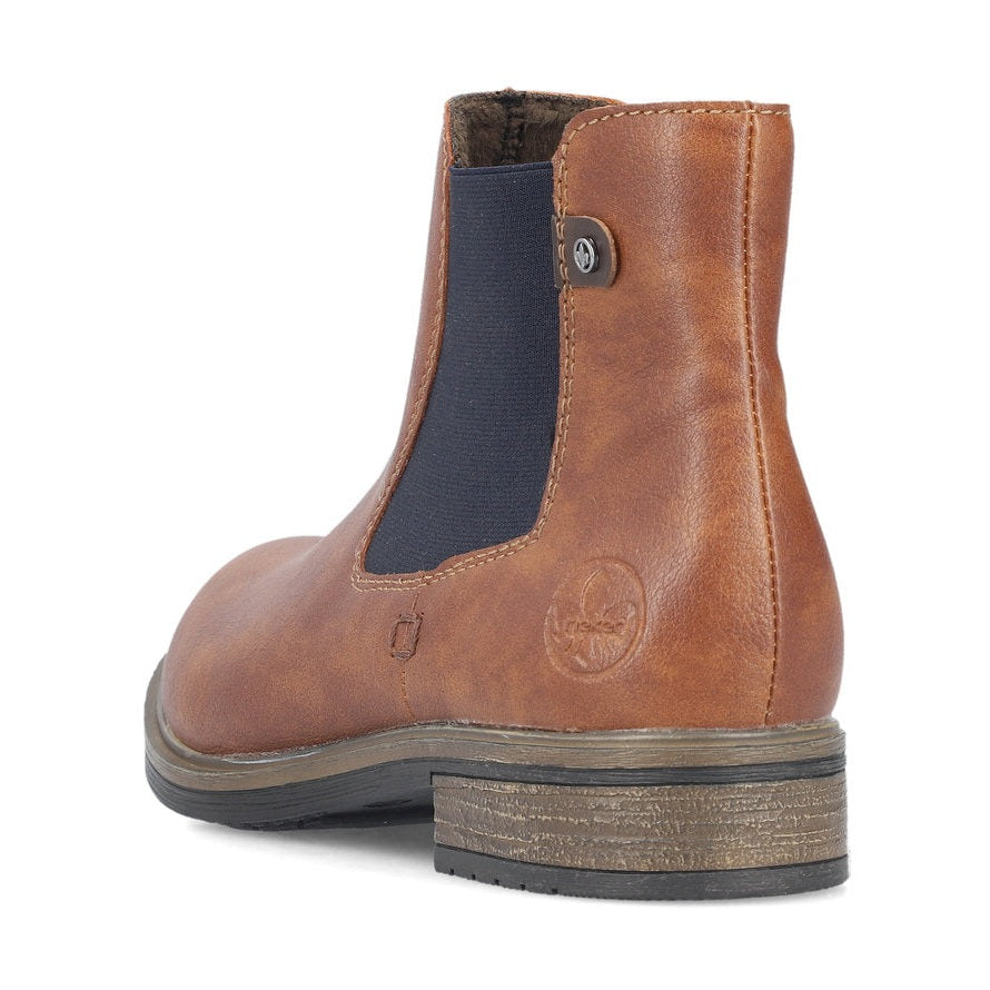 Rieker Ladies Boot 72254 Classic elastic sided boot with zip TAN 72254-24