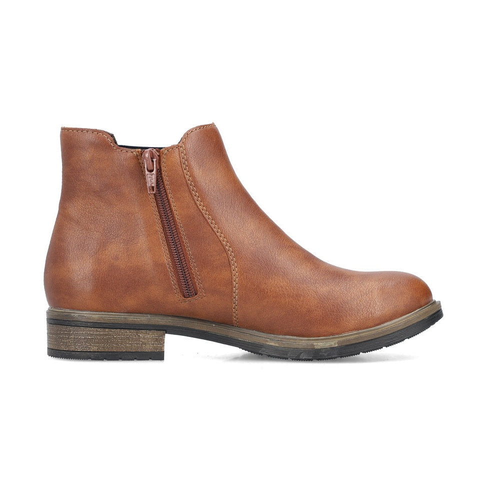 Rieker Ladies Boot 72254 Classic elastic sided boot with zip TAN 72254-24