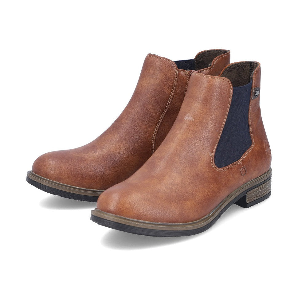 Rieker Ladies Boot 72254 Classic elastic sided boot with zip TAN 72254-24