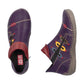 Rieker Ladies Boot 72581 Flat Ankle boot with multi coloured stitching and zip PURPLE 72581-30