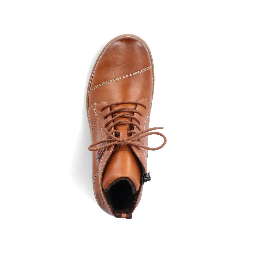 Rieker Ladies Boot 73501 TAN Soft Lace up ankle boot with Zip 73501-24