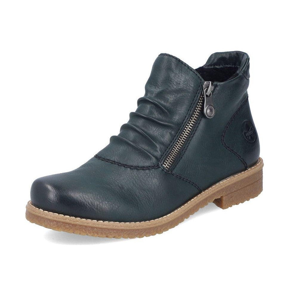 Rieker Ladies Boot 73553-54 Casual Ankle boot with double Zip GREEN 73553-54