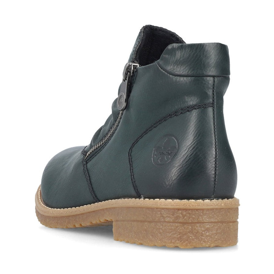 Rieker Ladies Boot 73553-54 Casual Ankle boot with double Zip GREEN 73553-54